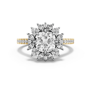 Image for Square Cushion Fancy Halo Ring with Cathedral Pave band