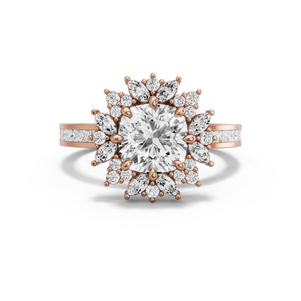 Image for Square Cushion Fancy Halo Ring with Channel band