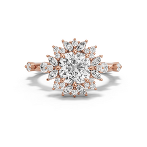 Image for Square Cushion Fancy Halo Ring with Floating Station band