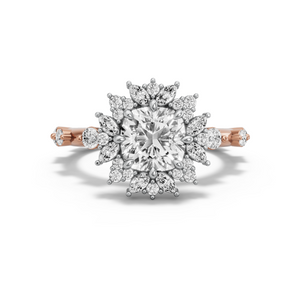 Image for Square Cushion Fancy Halo Ring with Floating Station band