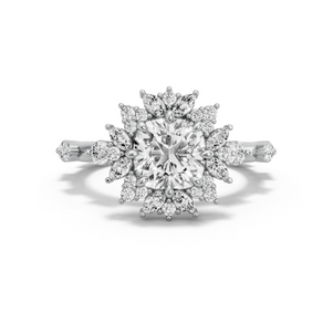 Image for Square Cushion Fancy Halo Ring with Floating Station band