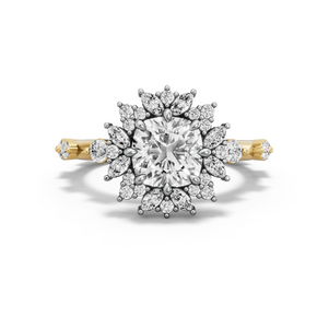 Image for Square Cushion Fancy Halo Ring with Floating Station band