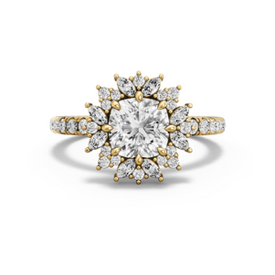 Image for Square Cushion Fancy Halo Ring with French Pave band