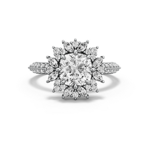 Image for Square Cushion Fancy Halo Ring with Knife Edge Pave band