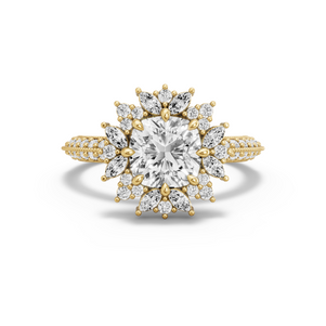 Image for Square Cushion Fancy Halo Ring with Knife Edge Pave band