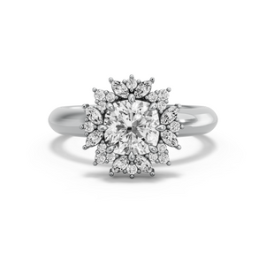 Image for Square Cushion Fancy Halo Ring with Knife Edge Solitaire band