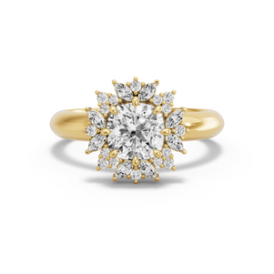 Image for Square Cushion Fancy Halo Ring with Knife Edge Solitaire band