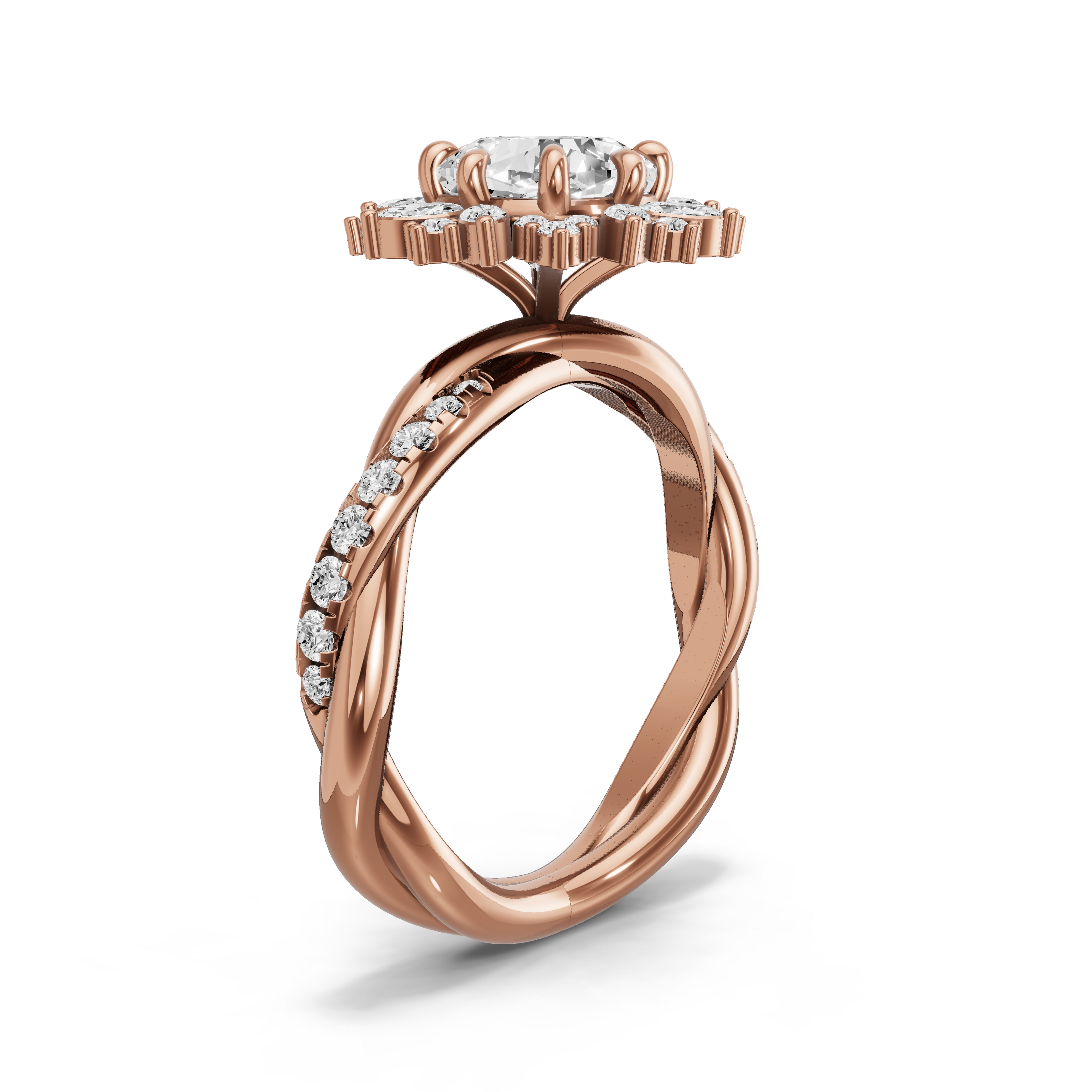 Image for Square Cushion Fancy Halo Ring with Rope Pave band