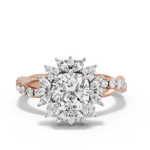 Image for Square Cushion Fancy Halo Ring with Rope Pave band