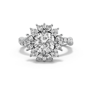 Image for Square Cushion Fancy Halo Ring with Rope Pave band