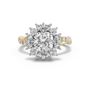 Image for Square Cushion Fancy Halo Ring with Rope Pave band