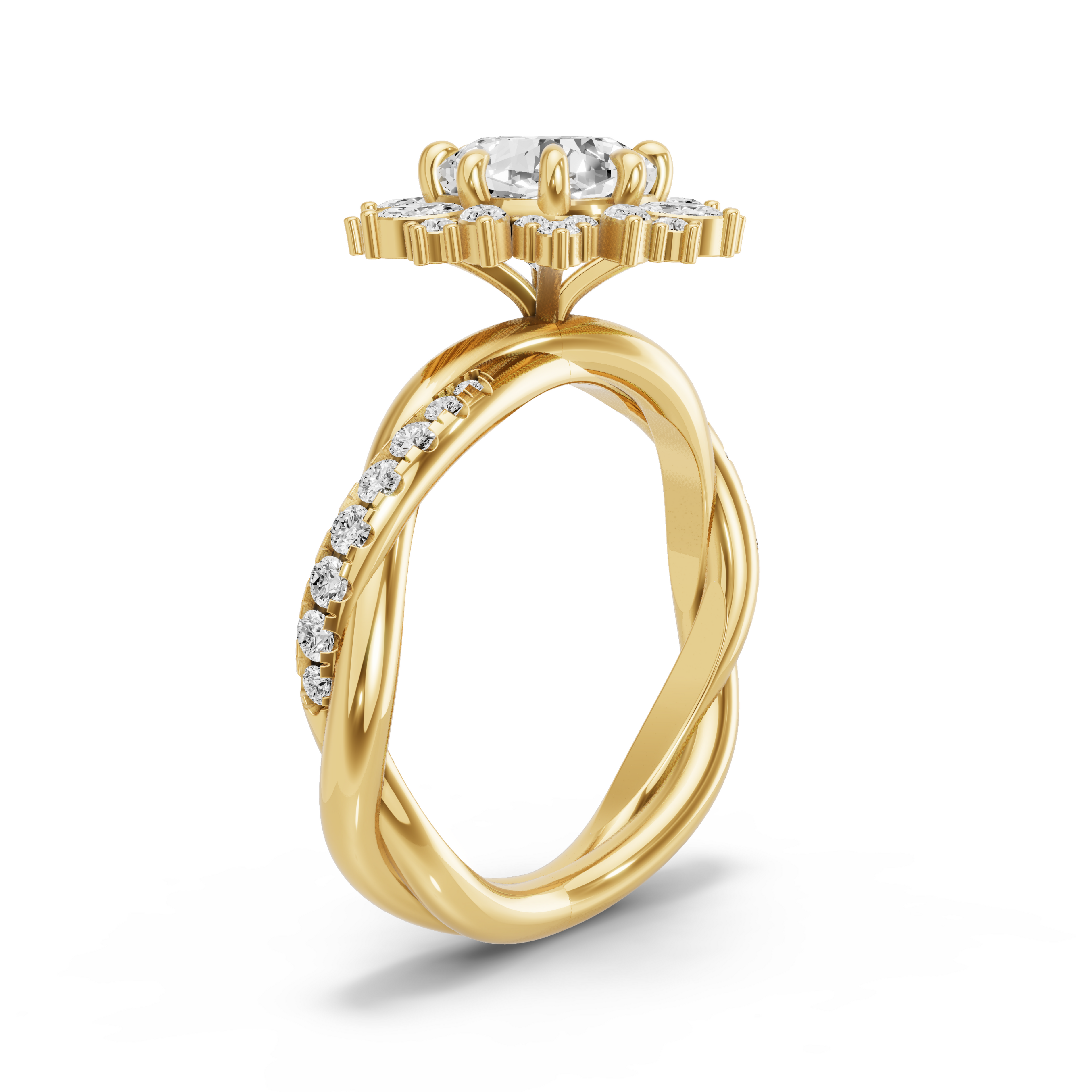 Image for Square Cushion Fancy Halo Ring with Rope Pave band