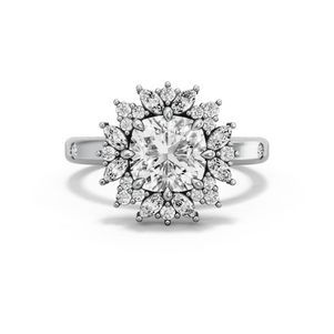 Image for Square Cushion Fancy Halo Ring with Sleek Accent band