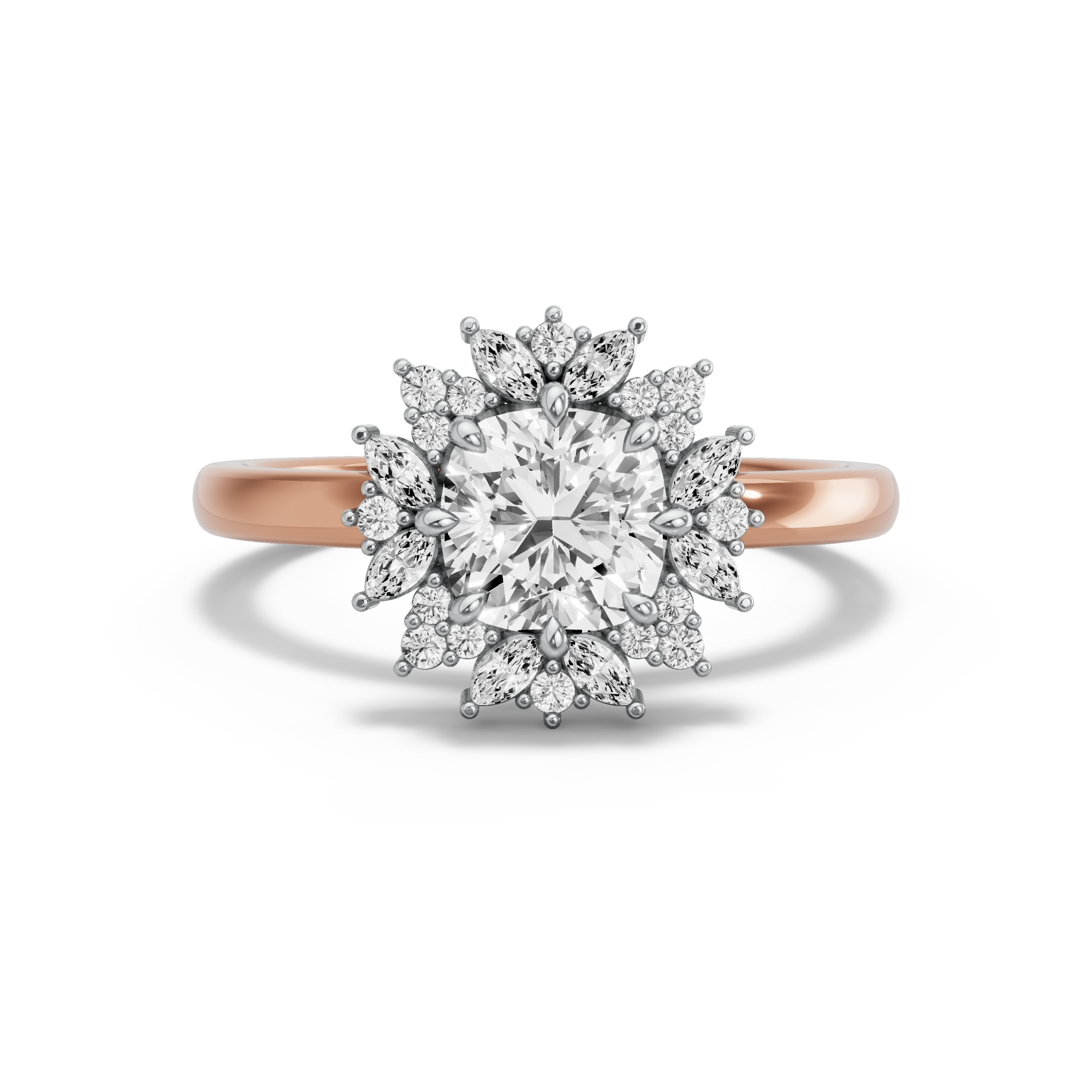 Image for Square Cushion Fancy Halo Ring with Solitaire band