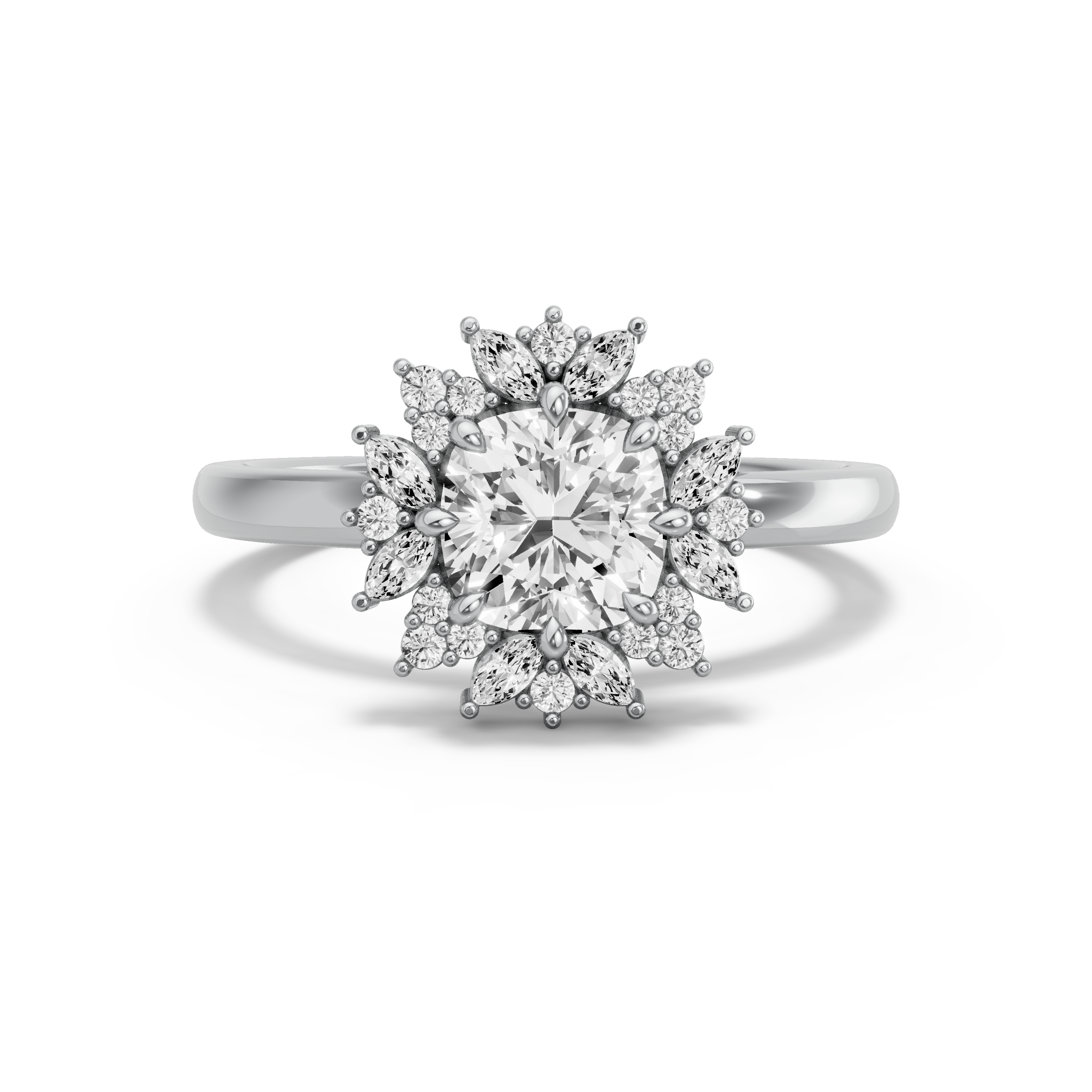 Image for Square Cushion Fancy Halo Ring with Solitaire band