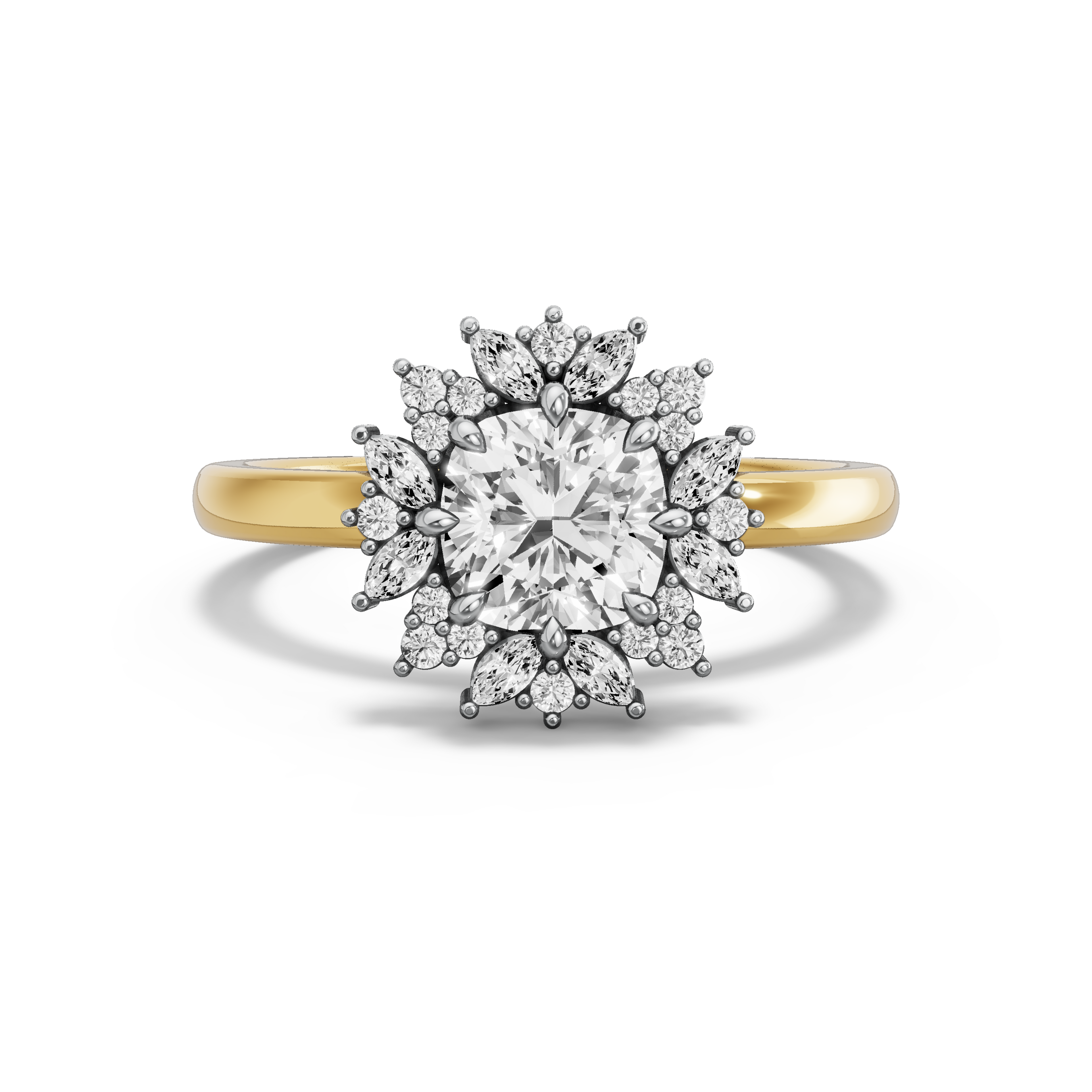 Image for Square Cushion Fancy Halo Ring with Solitaire band