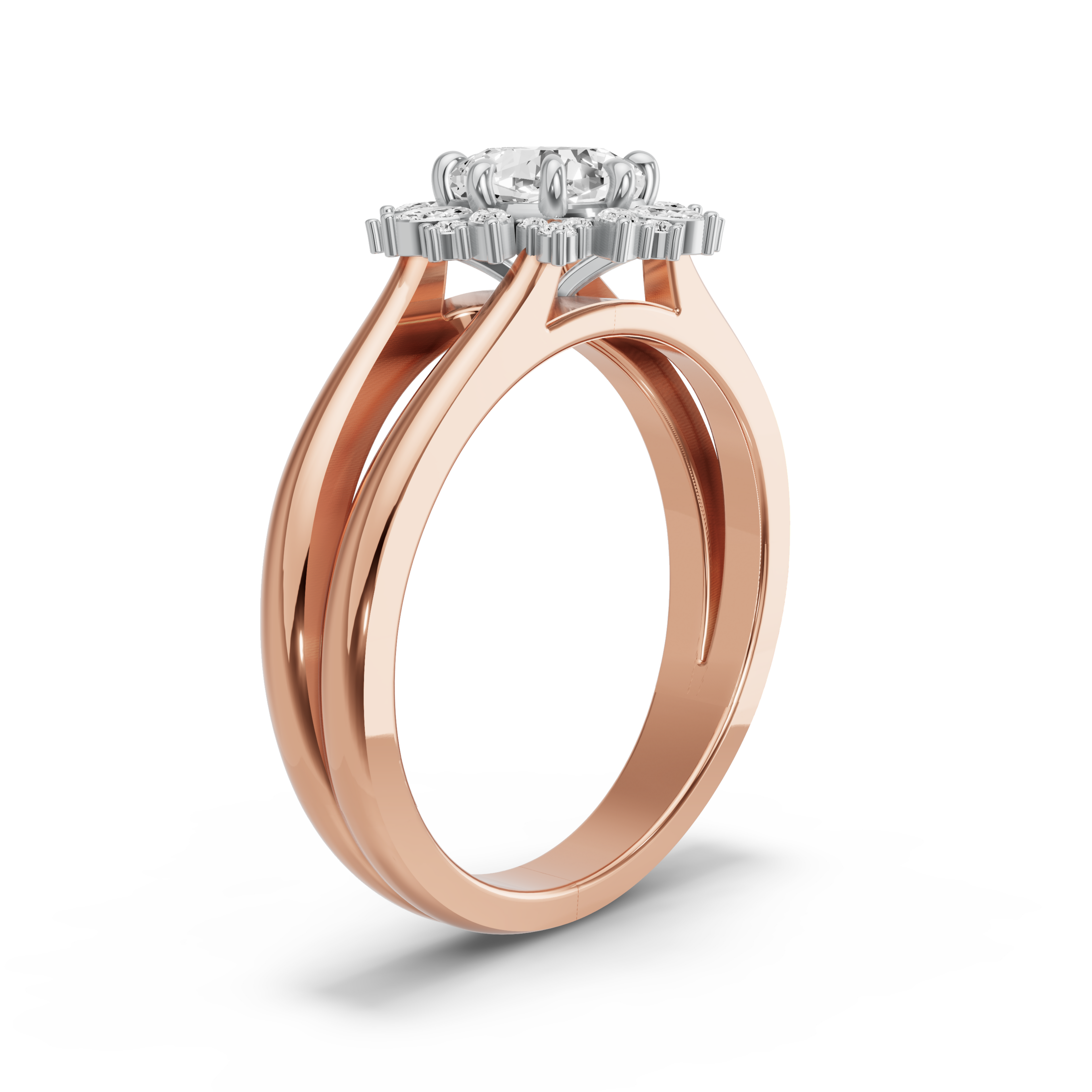 Image for Square Cushion Fancy Halo Ring with Split Ring Solitaire band