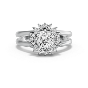 Image for Square Cushion Fancy Halo Ring with Split Ring Solitaire band