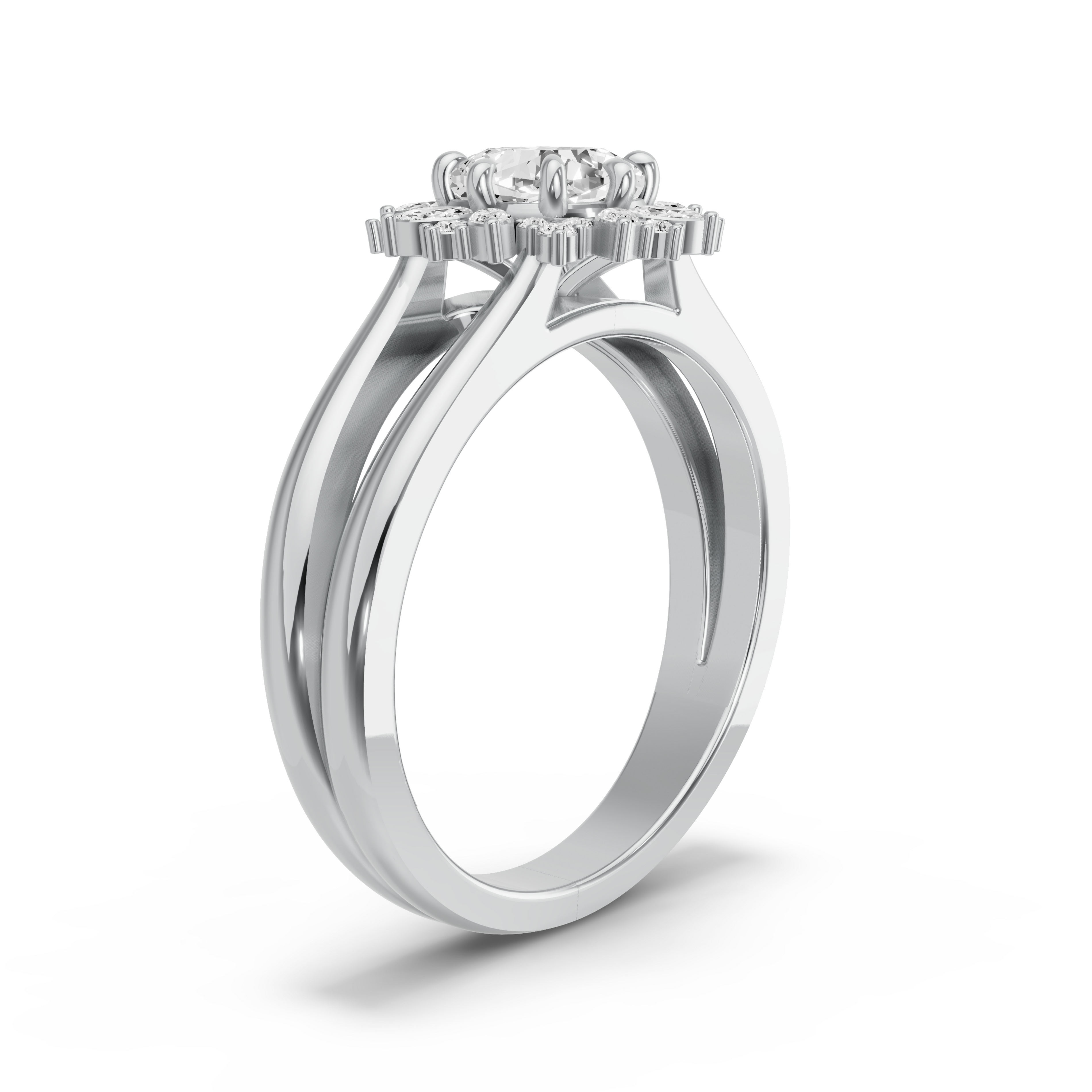 Image for Square Cushion Fancy Halo Ring with Split Ring Solitaire band