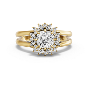Image for Square Cushion Fancy Halo Ring with Split Ring Solitaire band