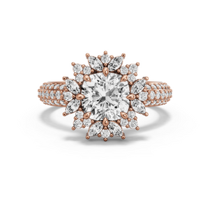 Image for Square Cushion Fancy Halo Ring with Triple Row Pave band