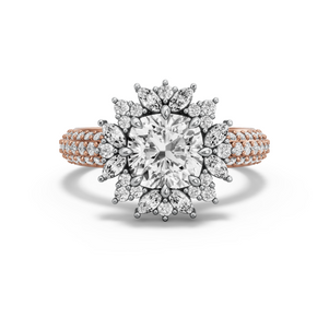 Image for Square Cushion Fancy Halo Ring with Triple Row Pave band