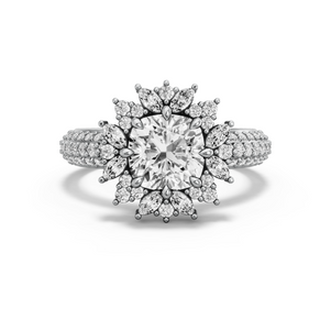 Image for Square Cushion Fancy Halo Ring with Triple Row Pave band