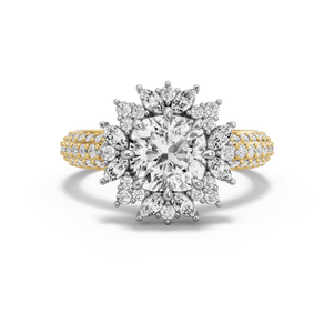 Image for Square Cushion Fancy Halo Ring with Triple Row Pave band