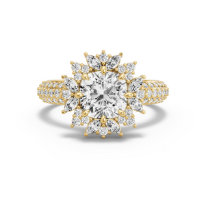 Image for Square Cushion Fancy Halo Ring with Triple Row Pave band