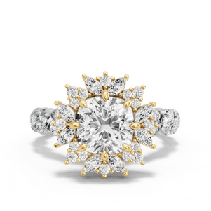 Image for Square Cushion Fancy Halo Ring with Twist Pave band
