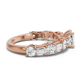 Image for Asscher Four Prong Ring with Alternating Baguette band
