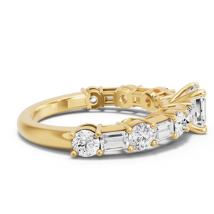 Image for Asscher Four Prong Ring with Alternating Baguette band