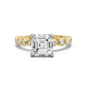 Image for Asscher Four Prong Ring with Alternating Marquise band