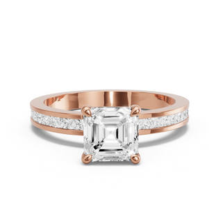Image for Asscher Four Prong Ring with Channel band