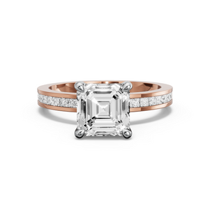 Image for Asscher Four Prong Ring with Channel band