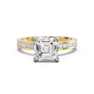 Image for Asscher Four Prong Ring with Channel band