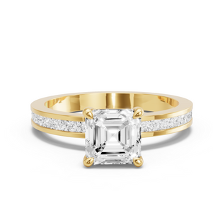 Image for Asscher Four Prong Ring with Channel band