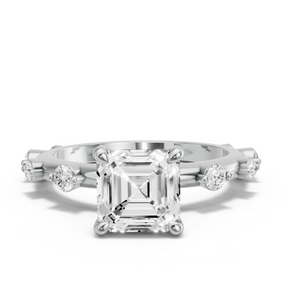 Image for Asscher Four Prong Ring with Floating Station band