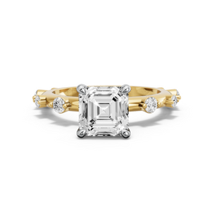 Image for Asscher Four Prong Ring with Floating Station band