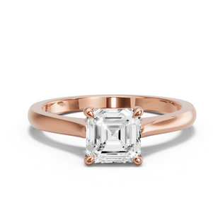 Image for Asscher Four Prong Ring with Knife Edge Cathedral band