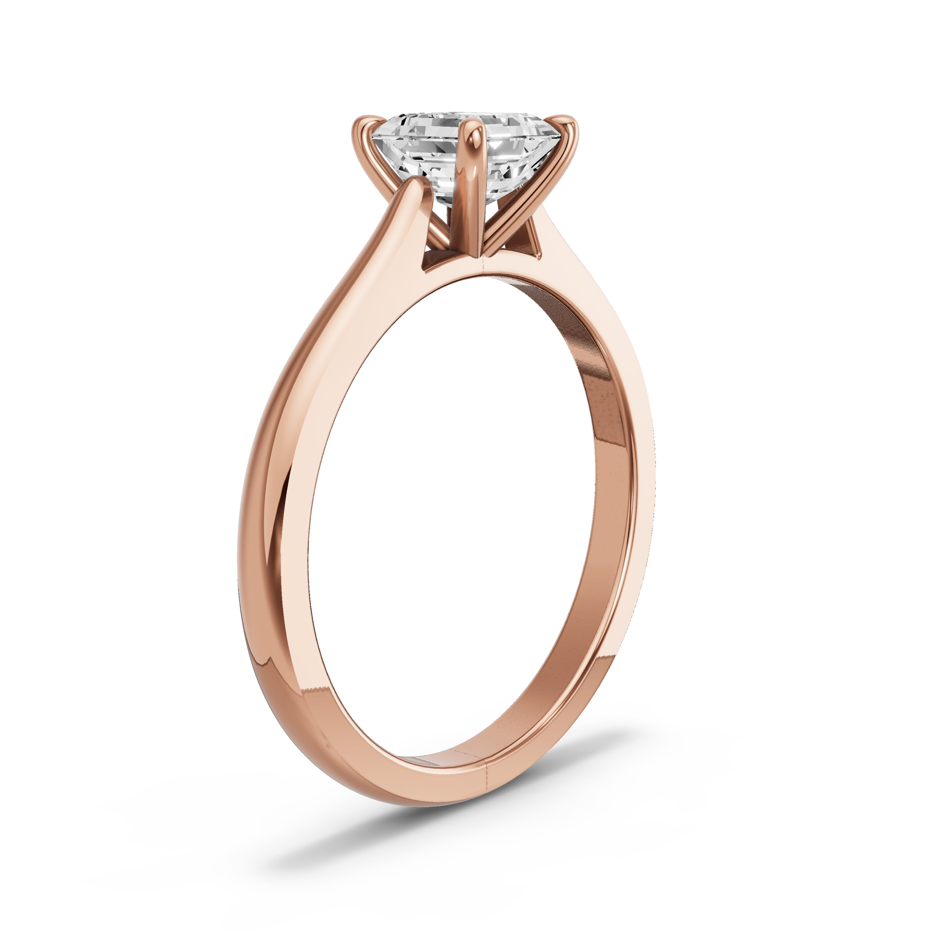 Image for Asscher Four Prong Ring with Knife Edge Cathedral band in 10K Yellow Gold