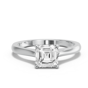Image for Asscher Four Prong Ring with Knife Edge Cathedral band