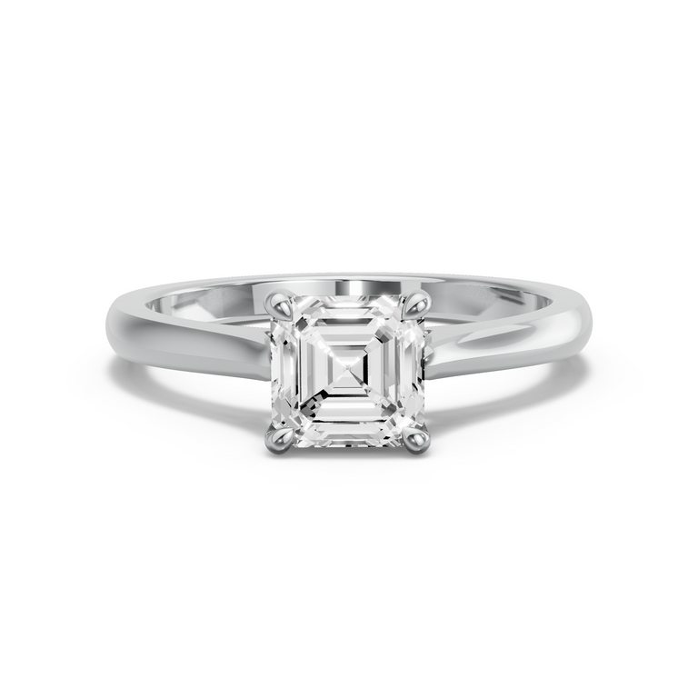 Image for Asscher Four Prong Ring with French Pave band in 950 Platinum