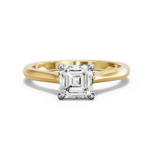 Image for Asscher Four Prong Ring with Knife Edge Cathedral band