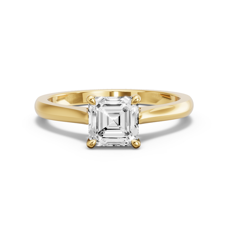 Image for Asscher Four Prong Ring with Knife Edge Cathedral band in 10K White Gold