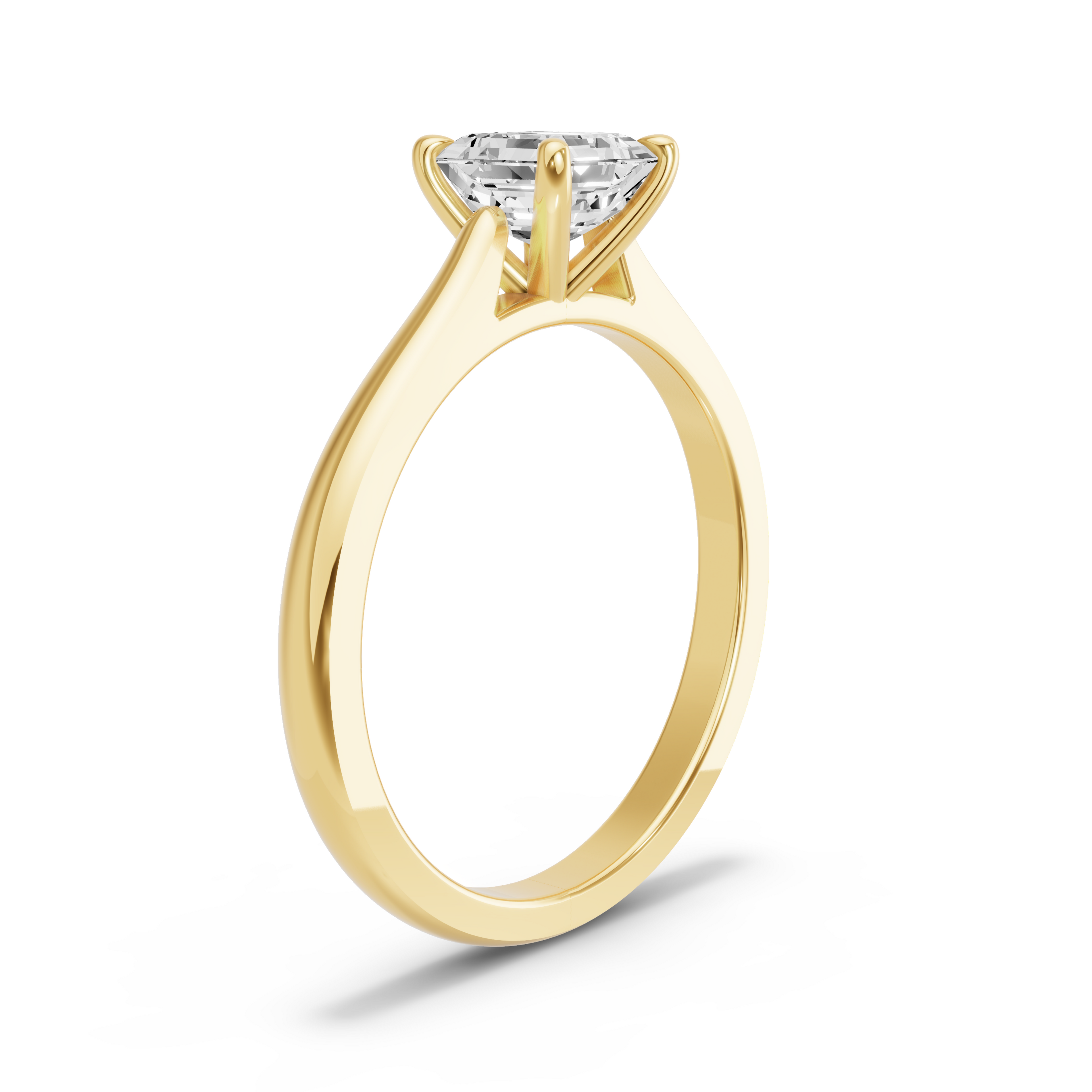 Image for Asscher Four Prong Ring with Knife Edge Cathedral band in 18K White Gold
