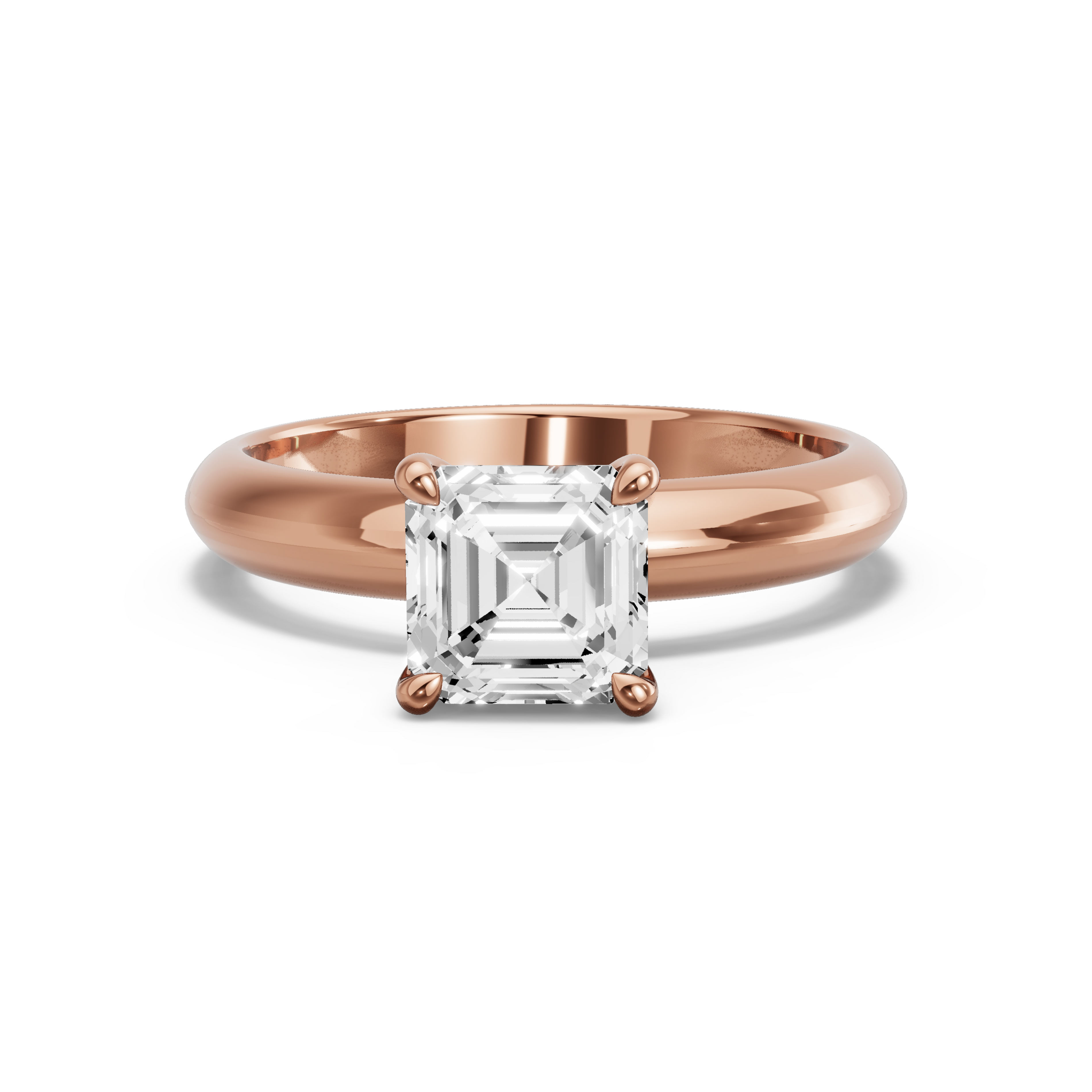 Image for Asscher Four Prong Ring with Knife Edge Solitaire band in 14K Yellow Gold