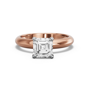 Image for Asscher Four Prong Ring with Knife Edge Solitaire band