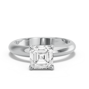 Image for Asscher Four Prong Ring with Knife Edge Solitaire band