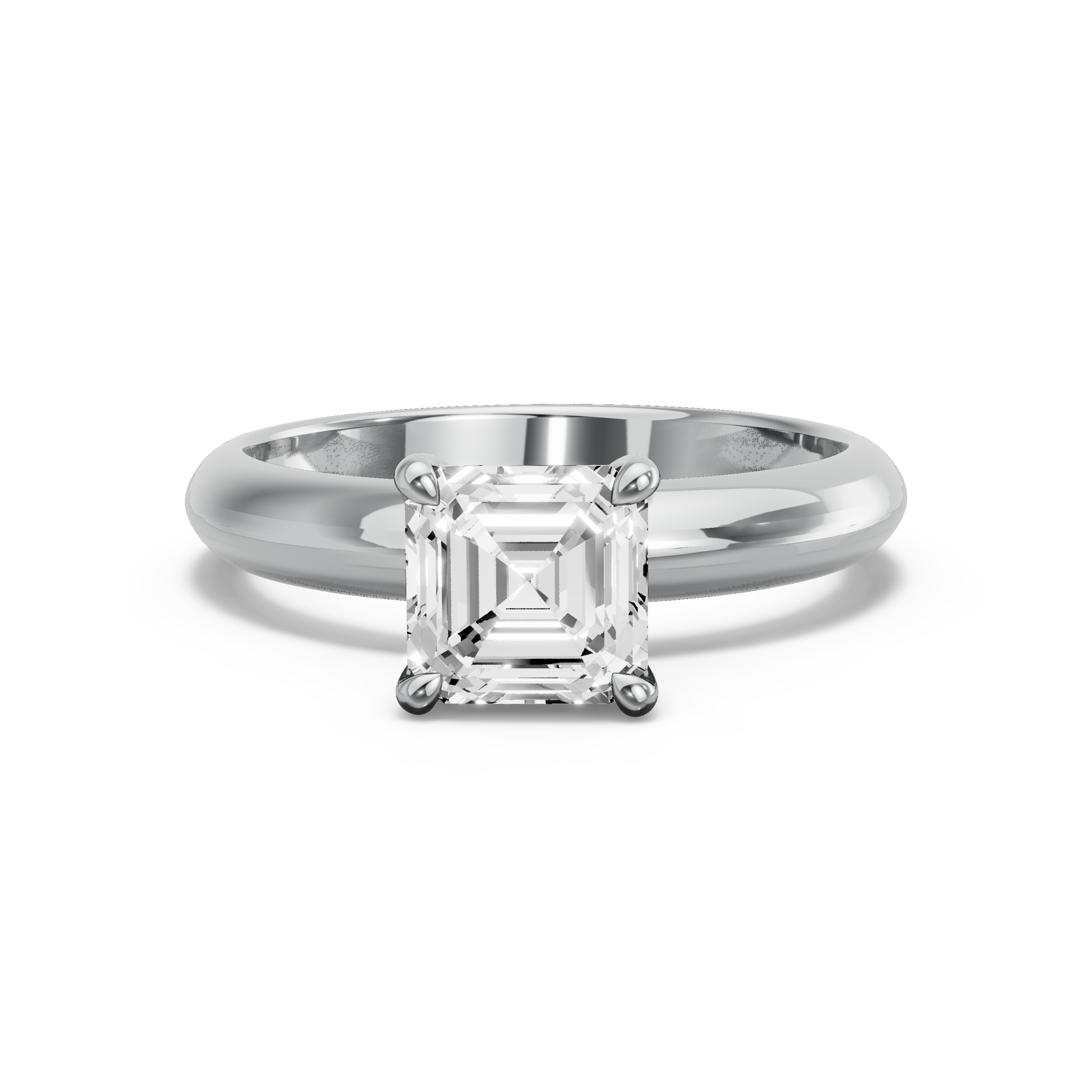 Image for Asscher Four Prong Ring with Knife Edge Solitaire band in 10K Two Tone Rose Gold